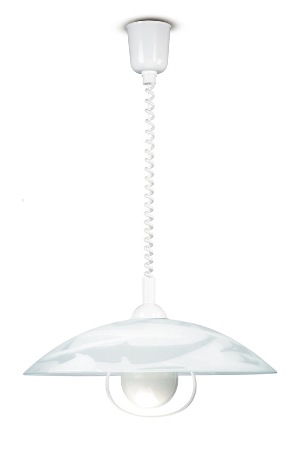 Suspension abat-jour haut et bas lustre moderne en verre d'albâtre blanc E27 prezzo