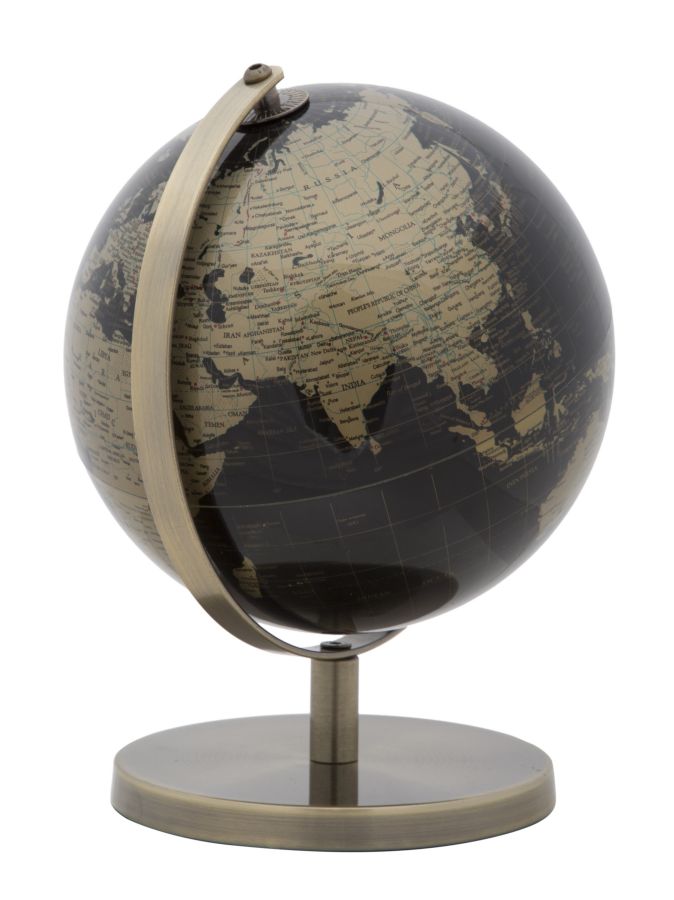Mappamondo Bronzo Ø20x28 cm Plastica e Ferro Nero e Oro-3