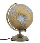 Mappamondo Arancione con Luce Ø25x38 cm Metallo e Plastica Oro Ruggine e Argento-3