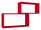 Set 2 Mensole Cubo da Parete Rettangolare in Fibra di Legno Bislungo Rosso