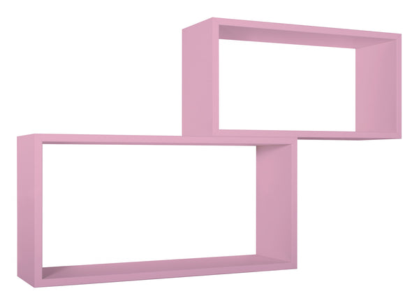Set 2 Mensole Cubo da Parete Rettangolare in Fibra di Legno Bislungo Rosa Blush online
