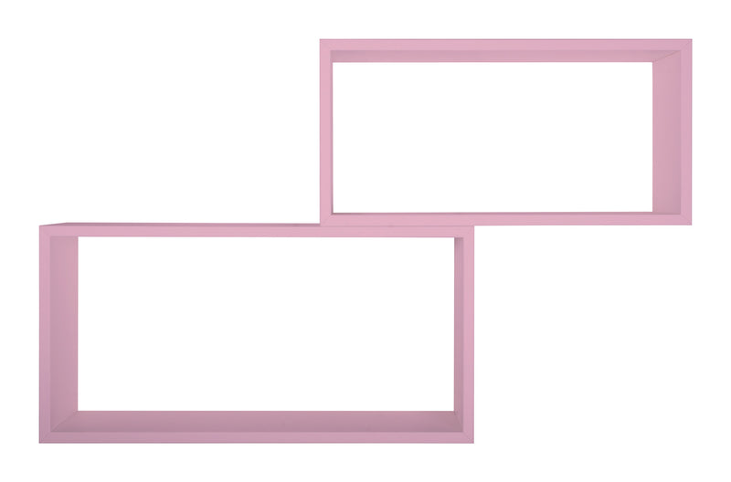 Set 2 Mensole Cubo da Parete Rettangolare in Fibra di Legno Bislungo Rosa Blush-3