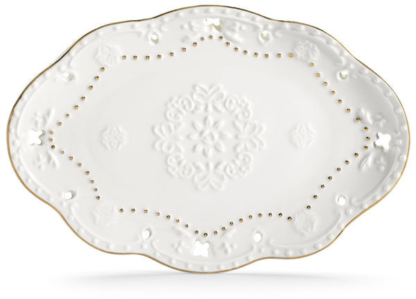 Assiette Ovale Perforée 24x17 cm en Porcelaine Kaleidos Charming Fil d'Or online