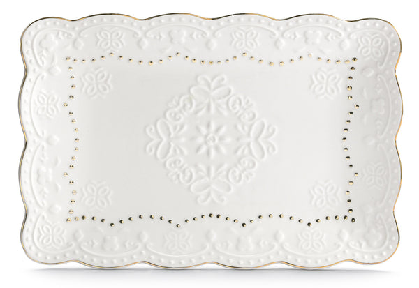 Assiette Rectangulaire 30.5x20.5 cm Porcelaine Perforée Kaleidos Charme Filo Oro online