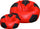 Pouf Pouf Ø100 cm en Simili Cuir avec Repose-Pieds Baselli Ballon de Football Rouge et Noir