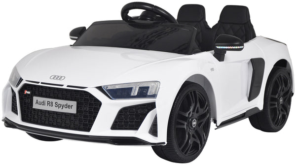 acquista Véhicule électrique porteur pour enfants 12V sous licence Audi R8 Spyder Blanc