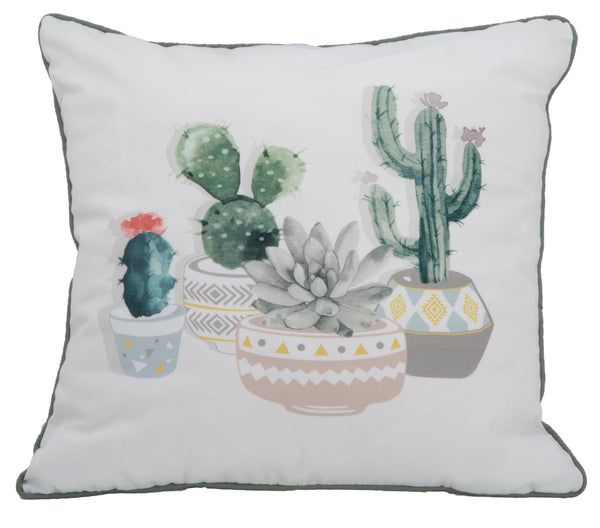Coussin Cactus 45x45 cm en Polyester Blanc et Vert online