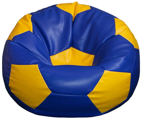 Pouf Pouf Ø100 cm en Faux Cuir Baselli Ballon de Football Bleu et Jaune acquista