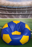 Poltrona a Sacco Pouf Ø100 cm in Similpelle Baselli Pallone da Calcio Blu e Giallo-2