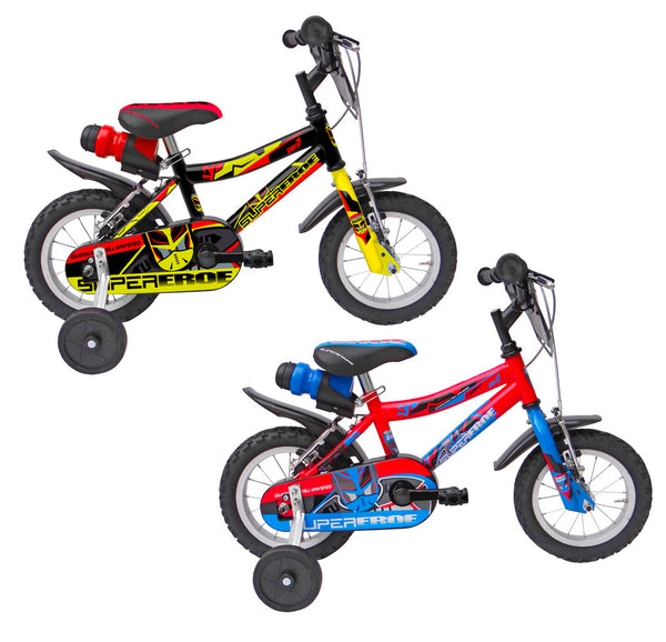 Bicicletta per Bambino 12” 2 Freni Super Hero Nero e Giallo o Rosso e Blu acquista