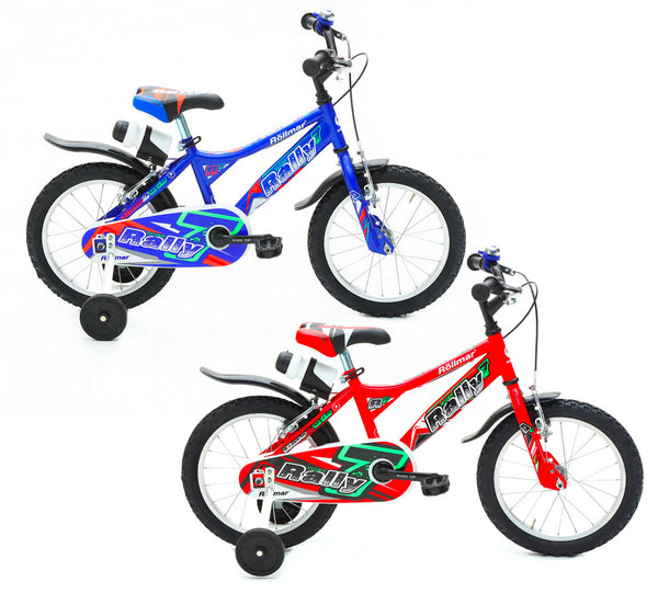 acquista Bicicletta per Bambino 14” 2 Freni Bimbo Rally Blu o Rosso