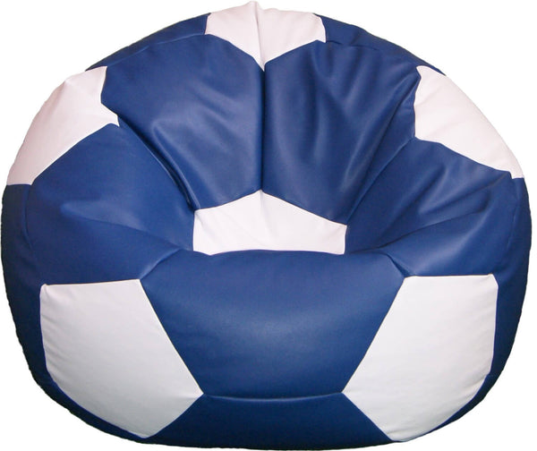 Pouf Pouf Ø100 cm en Faux Cuir Baselli Ballon de Football Bleu et Blanc sconto