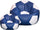 Pouf poire Ø100 cm en similicuir avec repose-pieds Baselli ballon de football bleu et blanc
