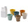 Lot de 6 tasses à café froissées multicolores avec pot à lait en grès Kaleidos blanc