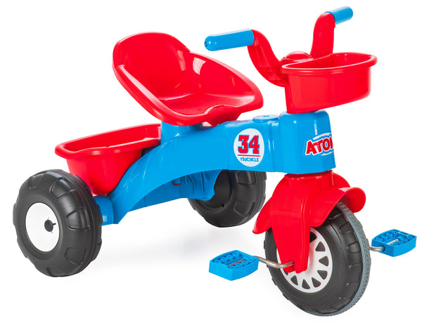 sconto Tricycle enfant 51x64x49 cm avec pédales et panier bleu et rouge