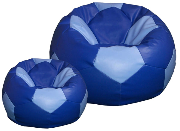 online Pouf poire Ø100 cm en similicuir avec repose-pieds Baselli Ballon de football bleu et bleu clair