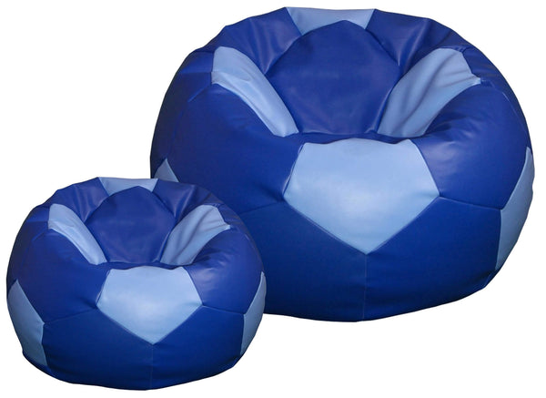 Pouf poire Ø100 cm en similicuir avec repose-pieds Baselli Ballon de football bleu et bleu clair online