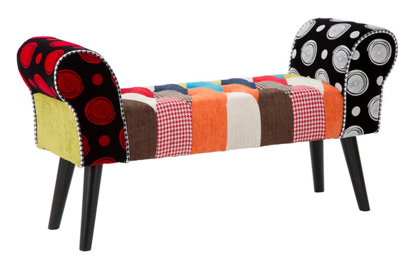 Banc Imperial 102x31x54 cm en Bois Mousse et Polyester Multicolore sconto