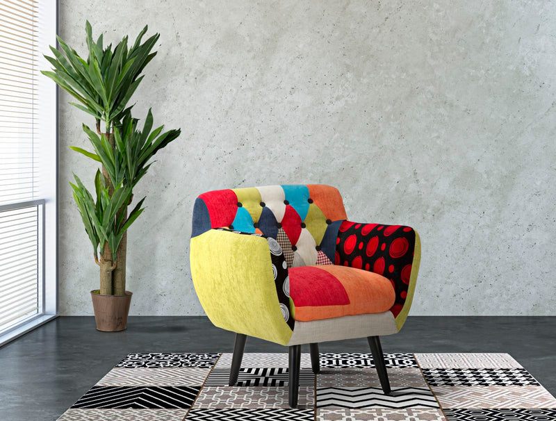 Poltrona Imperial New 71x63x78 cm in Legno Schiuma e Poliestere Multicolor-8