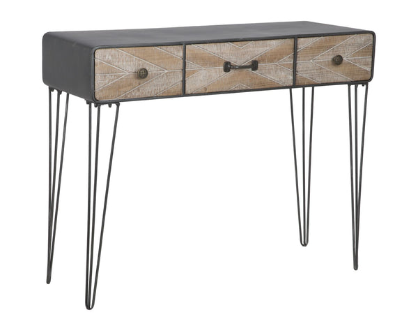prezzo Oklahoma Console 100x38,5x80 cm en Fer et MDF Marron et Noir