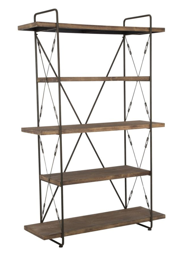 Bibliothèque Raw 119,5x41x185,5 cm en Fer et MDF Marron et Noir online