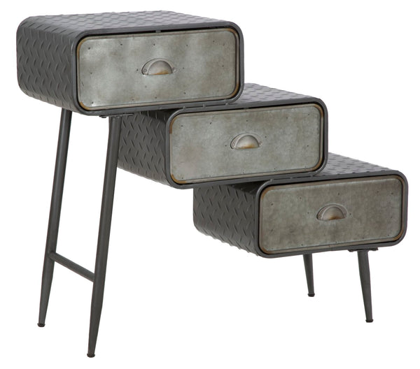 Armoire d'école en fer 3 tiroirs 86x29,5x71 cm en fer gris sconto