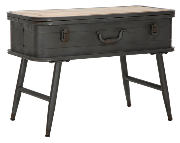sconto Console Industry avec rangement 60x29x43,5 cm Bois de sapin et fer gris