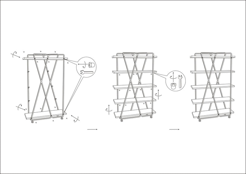 Libreria Trox 119,5x44x187 cm Legno di Abete e MDF e FERRO Marrone e Grigio-10