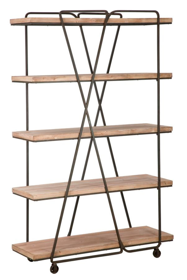 prezzo Trox Bibliothèque 119,5x44x187 cm Sapin et MDF et FER Marron et Gris