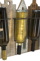 Porta Bottiglie da Muro City 60x12x40 cm in Ferro e MDF-6