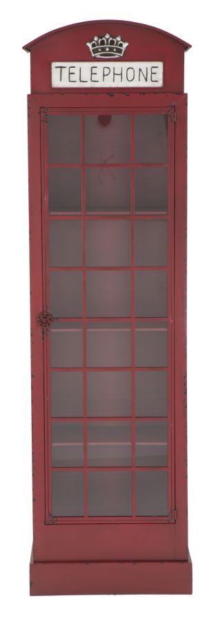 Cabina Telefono London New 52x30x180 cm in Ferro e Vetro Rosso-2