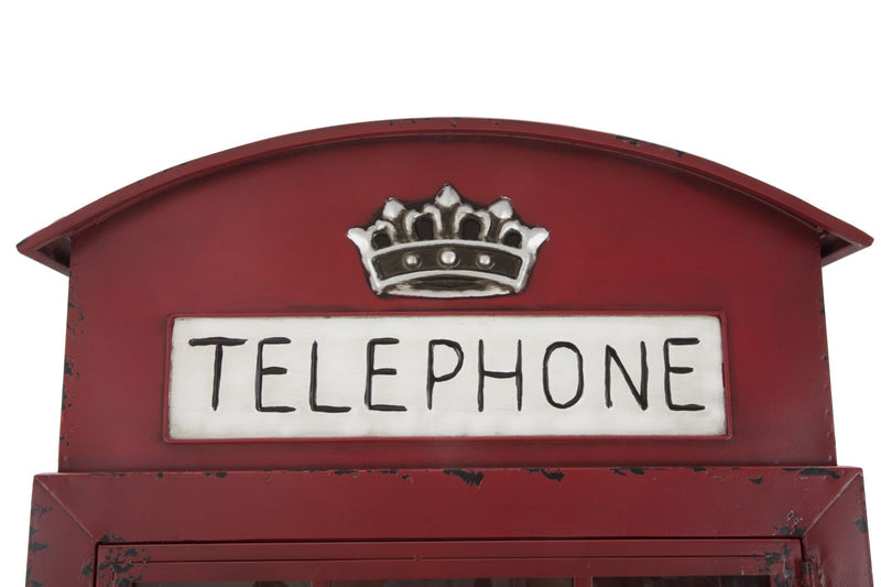 Cabina Telefono London New 52x30x180 cm in Ferro e Vetro Rosso-9