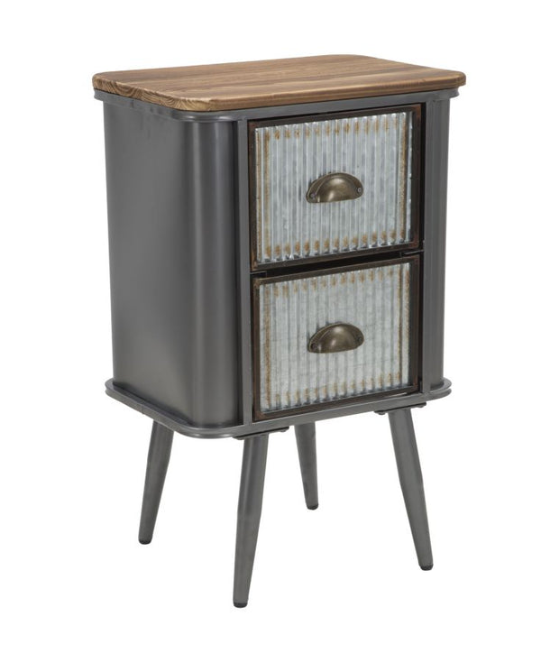 Table de chevet Illinois 40x30x64 cm en fer et bois de sapin gris et naturel prezzo