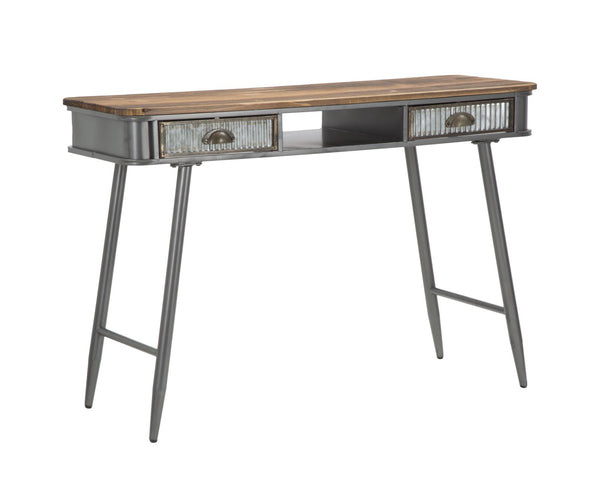 Console Illinois 111x40x76 cm en Fer et Bois de Sapin Gris et Gris et Naturel acquista