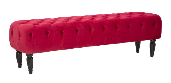 online Pouf Chantal Bordeaux 149,5x40,5x43 cm Velours Synthétique et MDF et Eponge Bordeaux
