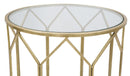Tavolinetti da Caffé Oro Coppia Ø50x60-45x50 cm in Ferro e Vetro Oro-5
