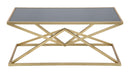 Tavolo da Caffé Piramid 110x60x45 cm in Ferro e Vetro Oro e Nero-3
