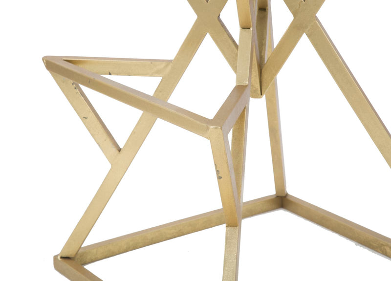 Sgabello da Bar Piramid 40x40x75 cm in Ferro e Vetro Oro e Nero-6