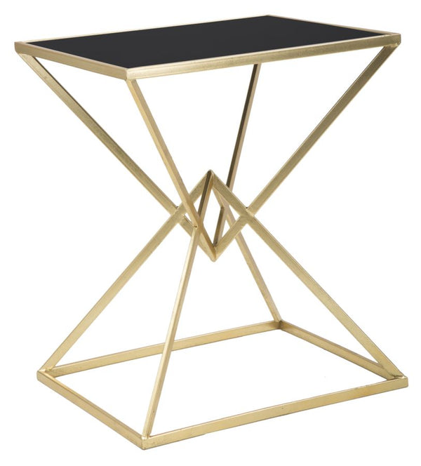 Table Basse Piramid 57x46x68 cm en Fer et Or et Verre Noir sconto