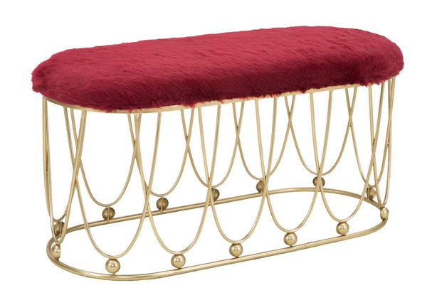 acquista Banc Amelie Bordeaux 91,5x40,5x46 cm en Fer et Eponge et Polyester Bordeaux et Doré