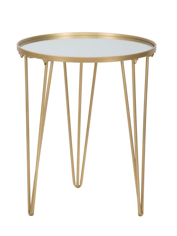 sconto Table Basse Glam Oro/Miroir Ø40x49 cm en Fer et Verre Doré