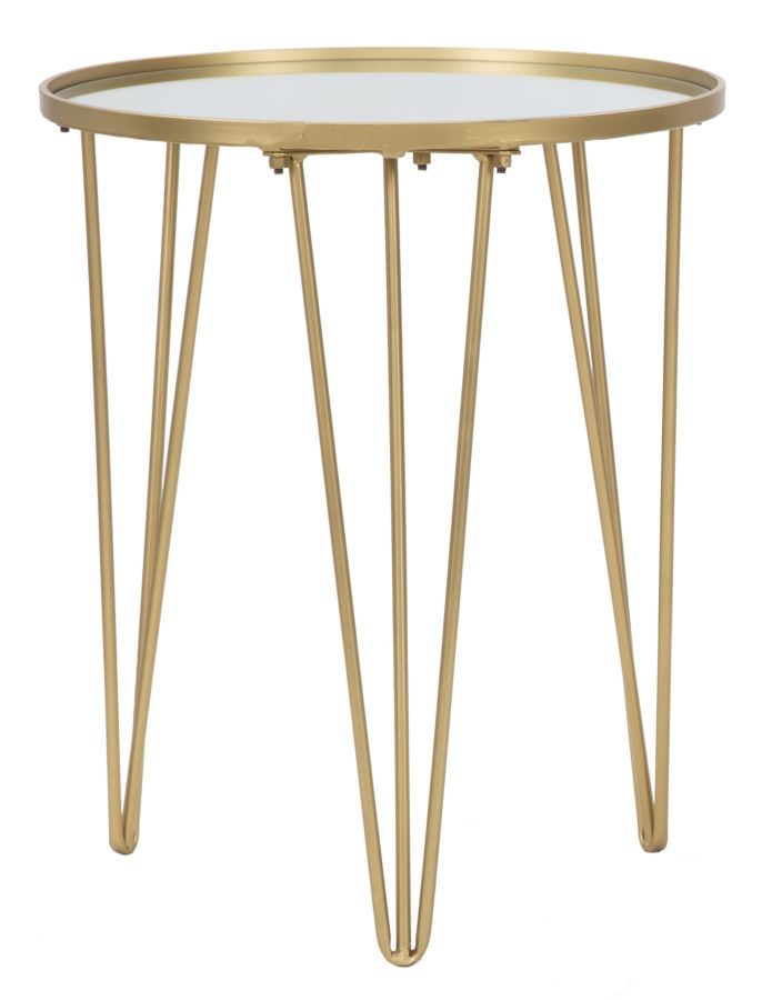 Tavolinetto da Caffé Glam Oro/Mirror Ø40x49 cm in Ferro e Vetro Oro-2
