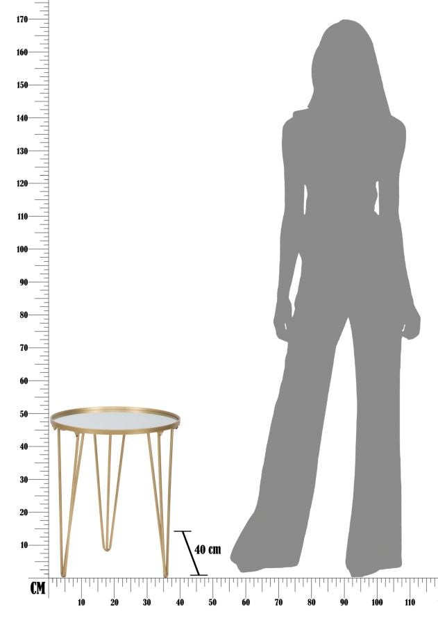 Tavolinetto da Caffé Glam Oro/Mirror Ø40x49 cm in Ferro e Vetro Oro-8