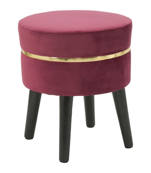 online Tabouret Bordeaux Paris Ø35x40,5 cm Bois Éponge et Velours Synthétique Bordeaux et Or et Noir