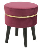 Sgabello Paris Bordeaux Ø35x40,5 cm Legno Spugna e Velluto Sintetico Bordeaux e Oro e Nero-3