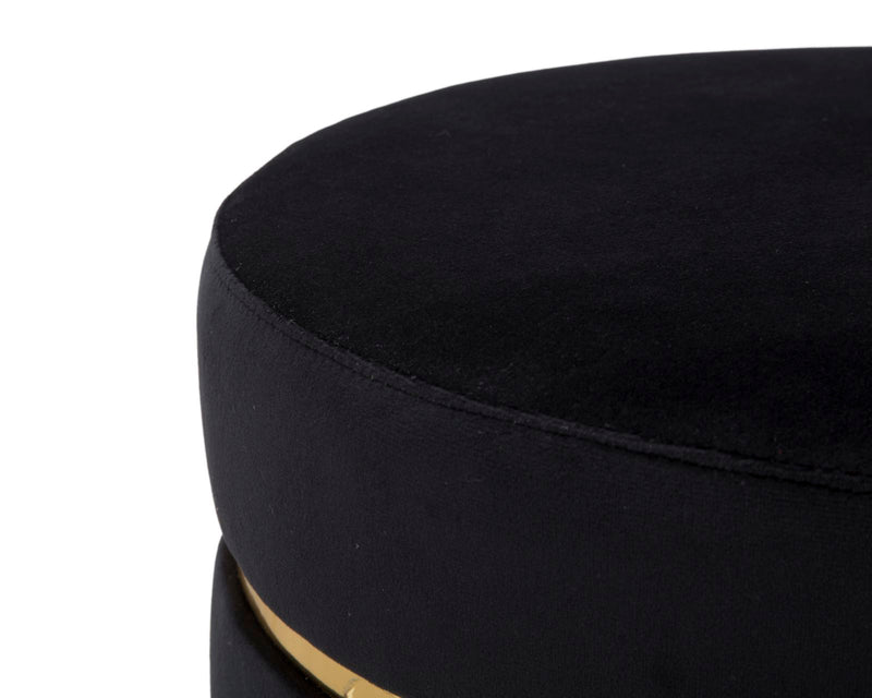 Sgabello Paris Nero Ø35x40,5 cm in Legno Spugna e Poliestere Nero e Oro-5