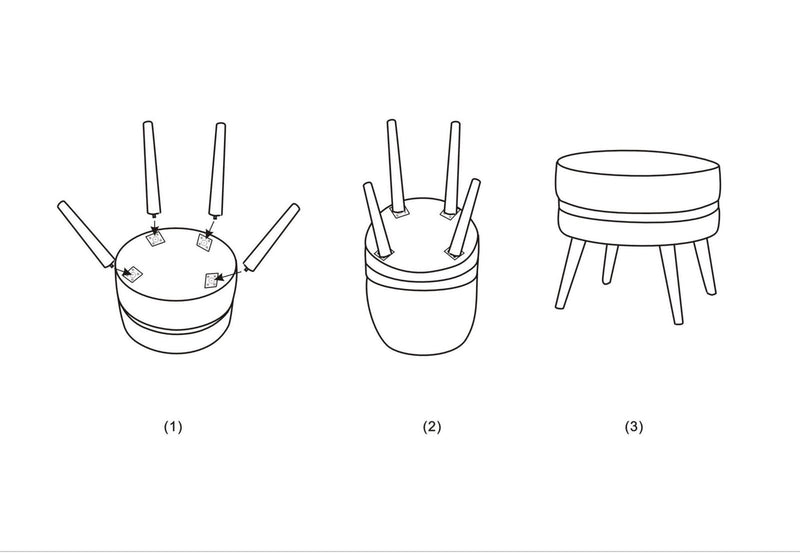 Sgabello Paris Nero Ø35x40,5 cm in Legno Spugna e Poliestere Nero e Oro-9