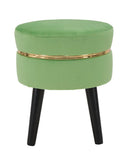 Sgabello Paris Verde Chiaro Ø35x40,5 cm in Legno Spugna e Poliestere Verde e Oro-2