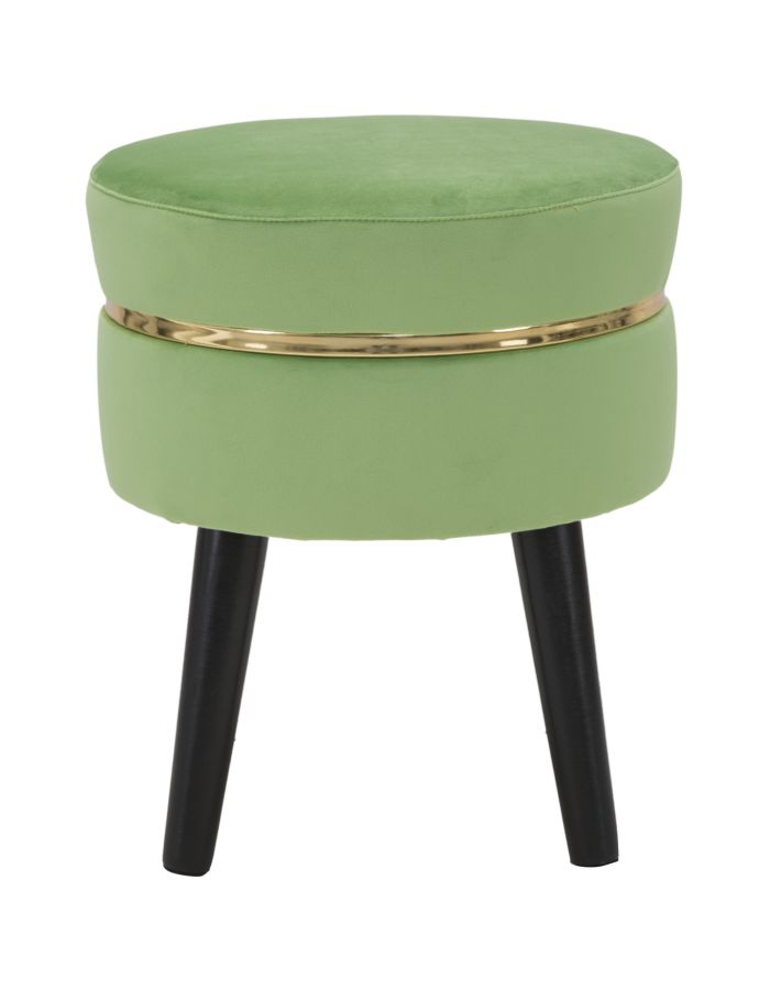 Sgabello Paris Verde Chiaro Ø35x40,5 cm in Legno Spugna e Poliestere Verde e Oro-2