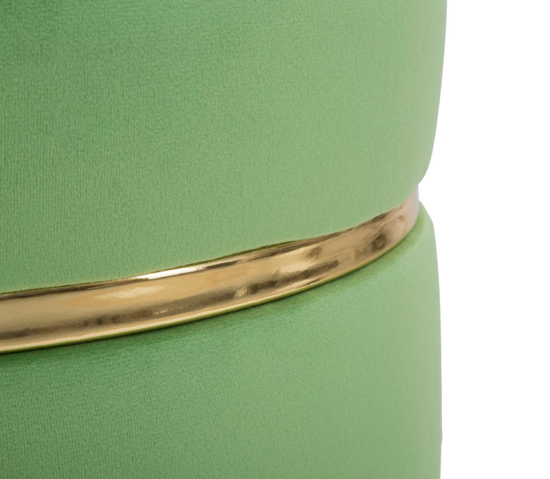 Sgabello Paris Verde Chiaro Ø35x40,5 cm in Legno Spugna e Poliestere Verde e Oro-5